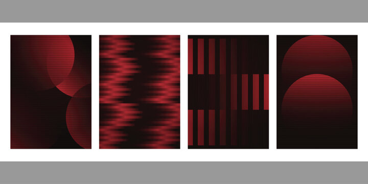Abstract geometric patterns with red and black hues form a modern design