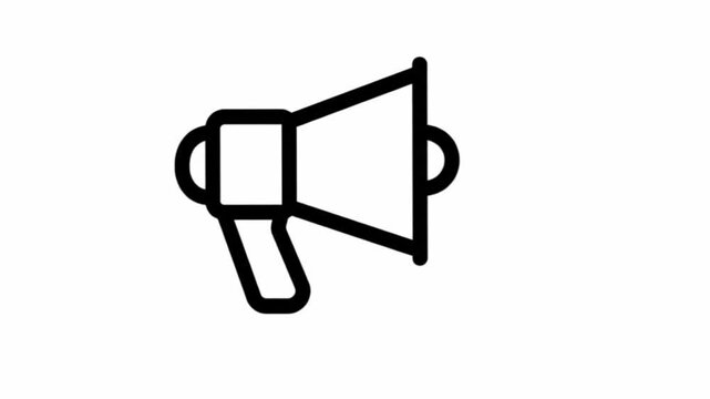 Megaphone loudspeaker icon animation graphic motion video footage loop in clean minimalist style vector design