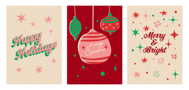 Contemporary Christmas Poster Greeting Card Design Set