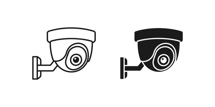 Dome security camera flat icons set for smart home surveillance systems.