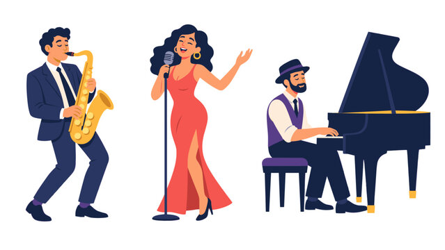 Jazz musicians performing illustration