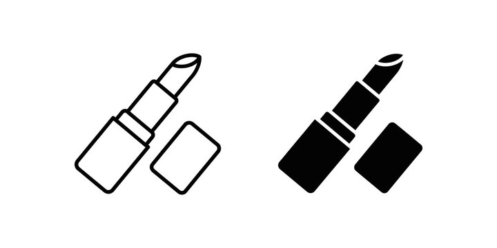 Lipstick outline and solid icons for beauty and makeup applications.
