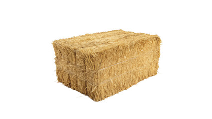 Single rectangular golden dry hay straw bale alternative agriculture isolated on transparent background © Olga