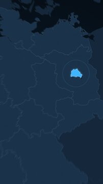 Berlin highlighted on a map of Germany vertical video