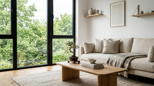 Modern Living Room with Large Window and Natural Light