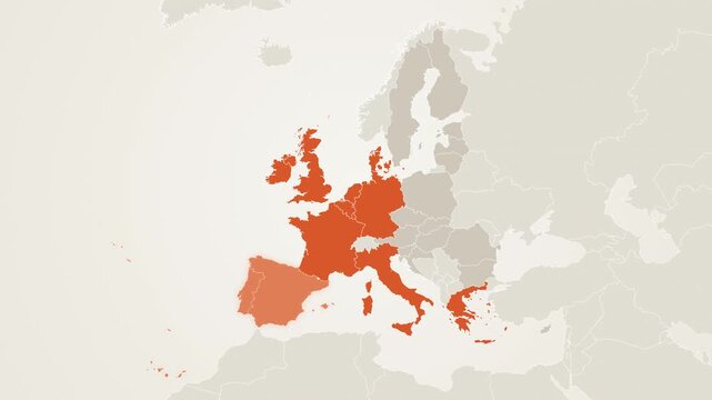 European Union member states map filling in accession waves