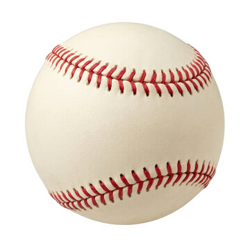 Classic baseball with red seams on a transparent background