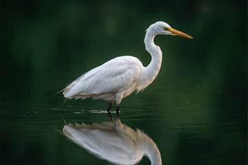 Herons in shallow water, herons seen in shallow waters, marshes, or rice paddies. Herons are the most representative birds of wetland ecosystems, preferring to hunt in shallow water.  © showins