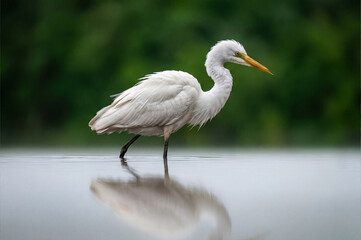 Herons in shallow water, herons seen in shallow waters, marshes, or rice paddies. Herons are the most representative birds of wetland ecosystems, preferring to hunt in shallow water.  © showins