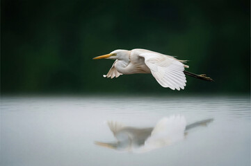 Herons in shallow water, herons seen in shallow waters, marshes, or rice paddies. Herons are the most representative birds of wetland ecosystems, preferring to hunt in shallow water.  © showins