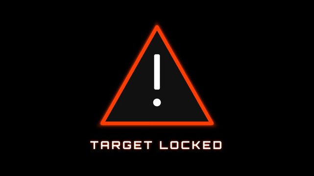 Target locked warning sign with exclamation mark inside orange triangle vector graphic element