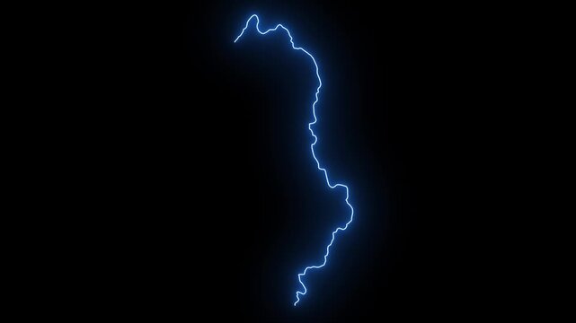 Albania Animated Map Hand Drawn Neon Glow Outline, Sketch Line Art