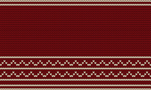 Red and white knitted seamless pattern background vector illustration for Christmas and winter sweater design