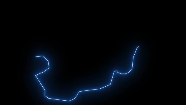 Andorra Animated Map Hand Drawn Neon Glow Outline, Sketch Line Art