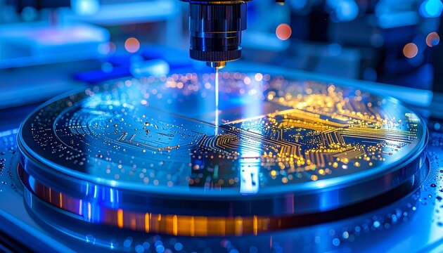 クリーンルームで製造される超精密シリコンウェーハ