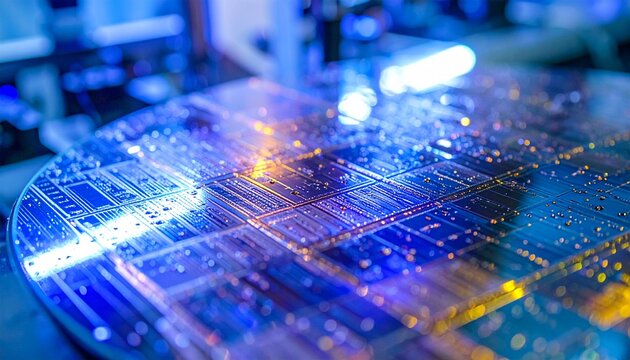 クリーンルームで製造される超精密シリコンウェーハ