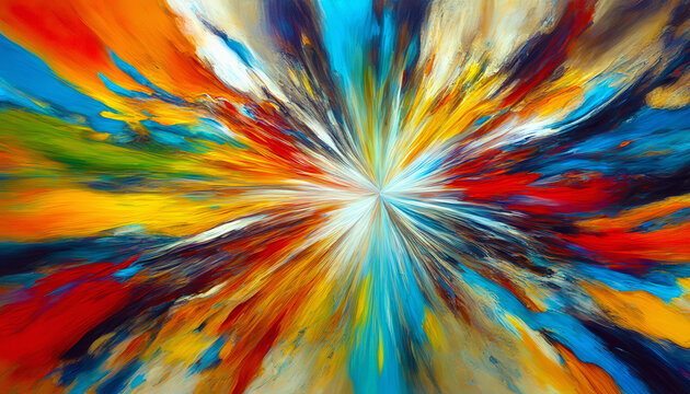 Vibrant Abstract Burst of Multicolored Paint Strokes