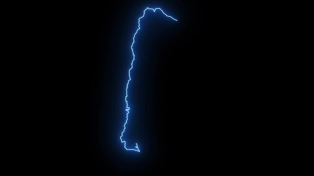 Argentina Animated Map Hand Drawn Neon Glow Outline, Sketch Line Art.