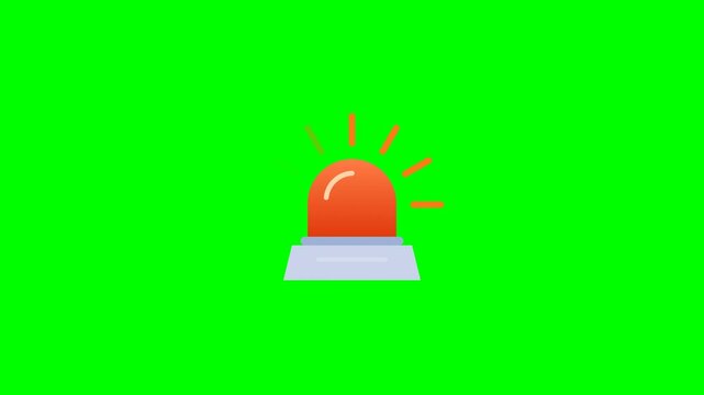 Emergency flasher icons flashing on chroma key green background