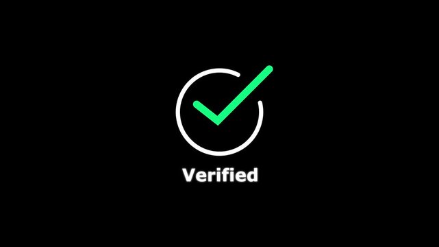 Animated green checkmark icon with confirmed text for ui ux and digital verification