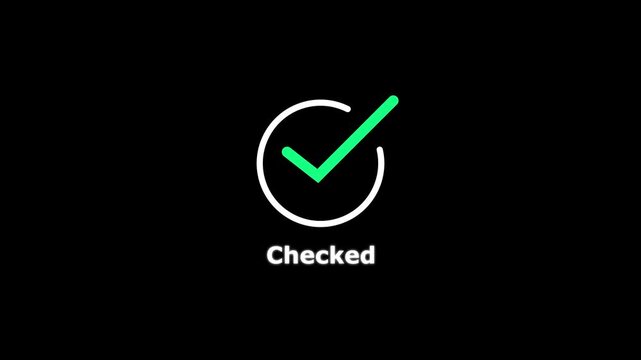 Animated green checkmark passed icon with motion for success and approval approved