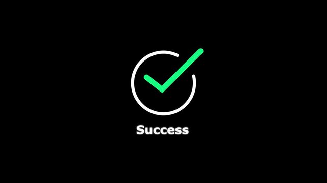Animated green checkmark icon with activated text overlay for ui ux tick success