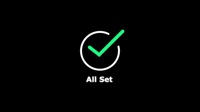 Animated green checkmark approval icon with granted text motion success verified