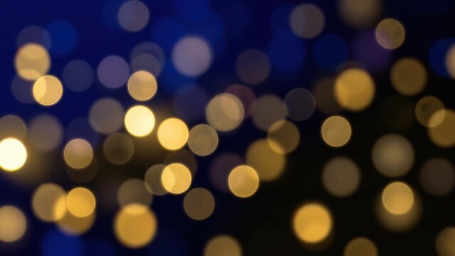 ethereal bokeh background banner with royal blue gold and black bokeh lights for versatile advertising overlay