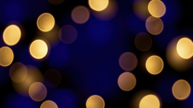 ethereal bokeh background banner with royal blue gold and black bokeh lights for versatile advertising overlay