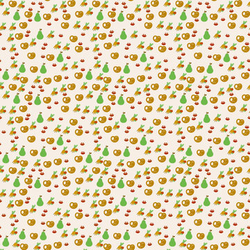 Seamless pattern of pears, pretzels, and carrots