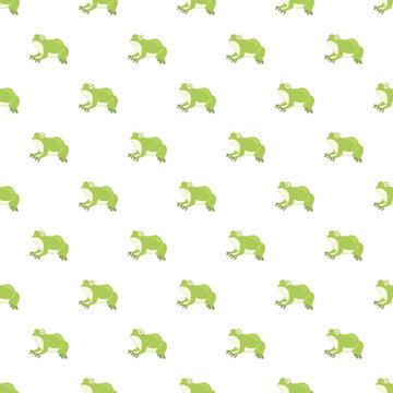 Green frog characters creating a seamless repeating pattern on a white background