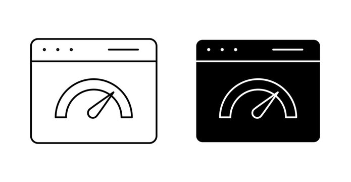 Website Performance Speedometer Icon, Web Optimization and Analytics Vector