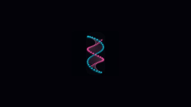 Luminous DNA Double Helix Structure on Black Background