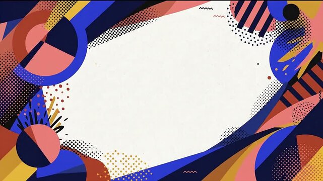 Abstract geometric shapes dynamic background with retro color palette