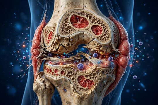 Anatomical illustration of a degenerated human knee joint