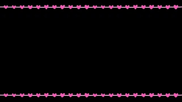 Hand Drawn Doodle Heart Border on Transparent Background