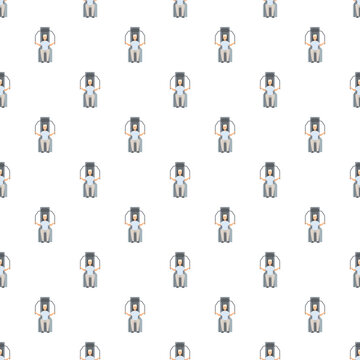 Senior men using gym equipment repeating on a seamless pattern background