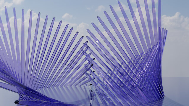 Abstract Purple Blue Glass Wing Arch Pavilion Sculpture