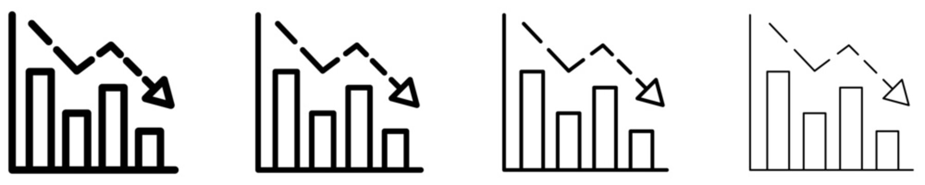 Financial decline bar chart line icon