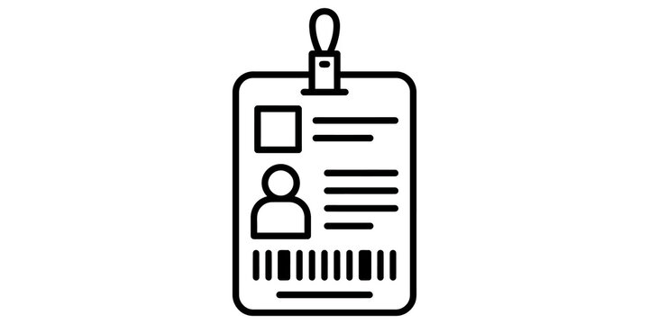 Identity card badge line icon black silhouette for personal access design.