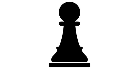 Black chess pawn piece flat icon on transparent background for game. © muhammad