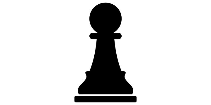 Black chess pawn piece flat icon on transparent background for game.