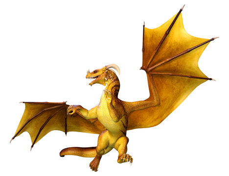 3D Rendering Fairy Tale Dragon on White