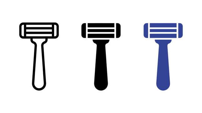 Set of razor icons in different vector design styles and color variants