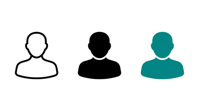 Set of user profile avatar icons in various distinct graphic design styles