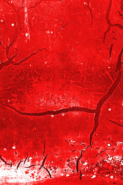 Grunge style red background featuring white scratches and cracks, evoking a weathered.