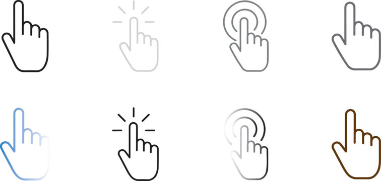Hand cursor click and touch gesture vector icon set