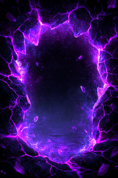 Comic book magical crystal cavern with violet shards, cel shading and vivid fantasy poster glow