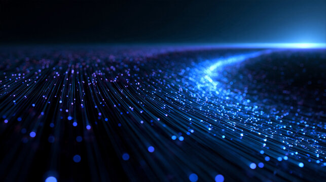 Glowing Blue Optical Fiber Strands for High Speed Data