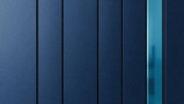 Modern Blue Panel Wall with Illuminated Vertical Light Gap